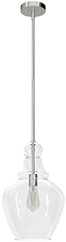 Hunter - Maple Park 1-light Brushed Nickel, Medium Size Pendant Light, Dimmable, Casual Style, Bell Shaped, for Bedrooms, Kitchens, Dining, Living Rooms - 19567
