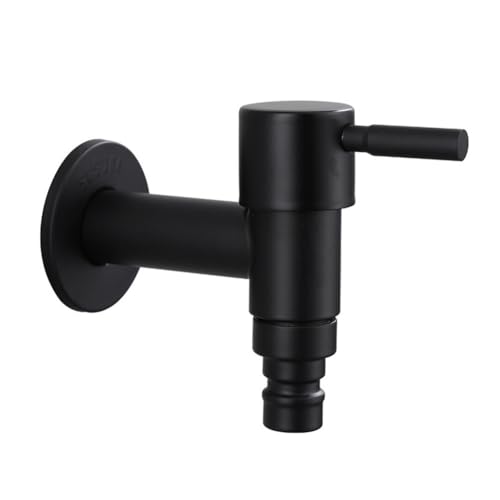 EasyByMall Robinet de jardin mural en acier inoxydable avec longue poignée, robinet finition noire pour cuisine, salle de bain, balcon, lavage