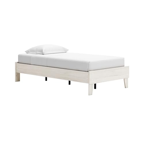 Signature Design by Ashley Socalle - Cama de Plataforma Individual Casual, Color Blanco Lavado