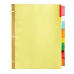 Office Depot Brand Insertable Dividers With Big Tabs, Buff, Assorted Colors, 8-Tab, Pack Of 4 Sets #TOP1