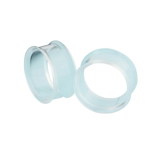 Decentraland 2 piezas de dilatadores de oreja de acrílico negro Simplicity doble acampanado dilatadores para los oídos, túneles, piercing corporal, joyería 2 g (6 mm), 1/2"(12mm), Acrílico