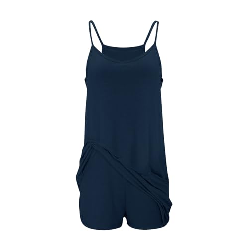 DGHM Tennis Dress for Women Built-in Shorts Casual Sleeveless Spaghetti Strap Sundress Workout Athletic Dress with Pocket(Navy,XXL) - Image 6