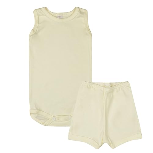 Kit Roupa De Bebe 8 Peças Body Liso Manga Regata E Short Algodão Menino ou Menina (P, Menino)