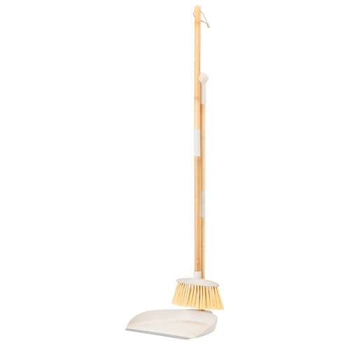 Vigar - Escoba y Recogedor - Modelo Mini Desmontable - 29 x 27 x 92 cm - Colección Zeroline - Ahorra Espacio en tu Cocina - con Madera de Bambú - Gris