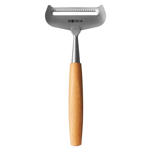 BOSKA Weichkäsehobel Amigo/Käsehobel für jungen Käse/Ergonomischer Griff/Hochwertiger Edelstahl/Buchenholz/Extra Antihaft durch BSF Behandlung/Sehr scharf/Schöne Käsescheiben