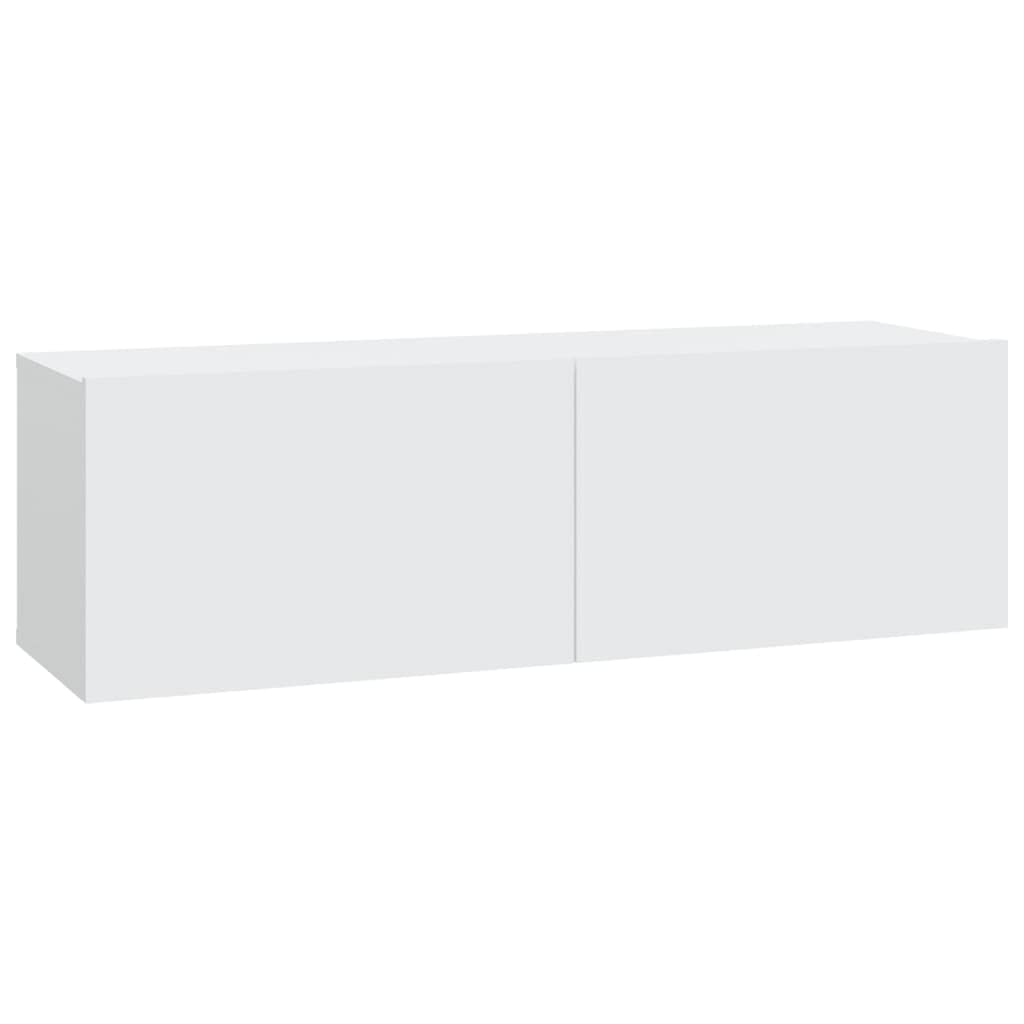 Weißer TV-Hängeschrank aus Holzwerkstoff, Wandschrank für Fernseher mit elegantem Design, dekorativer Hängeschrank mit viel Stauraum für Schlüssel und Notizblöcke, pflegeleicht