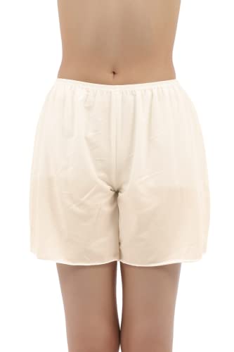 [Liapom] ペチパンツ ペティキュロ 無地 ペチコート インナーパンツ タップパンツ 透けない 透け防止 レディース (3分丈オフホワイト, M-L)