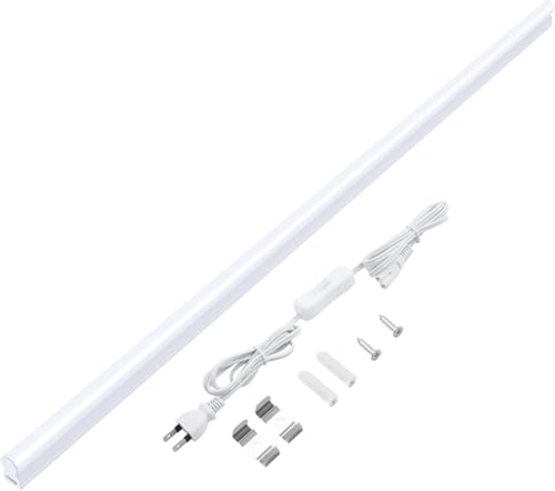 Tengyuan LED蛍光灯 30W形 器具一体型 T5 直管型 15W 98cm 高輝度 6500K昼光色 ベースライト ledバーライト 棚下 キッチン用 壁掛け 電源コード付き 軽量 コンセント 取付簡単 多目的 省エネ 台所/ガレージ/クローゼット/壁面/オフィス