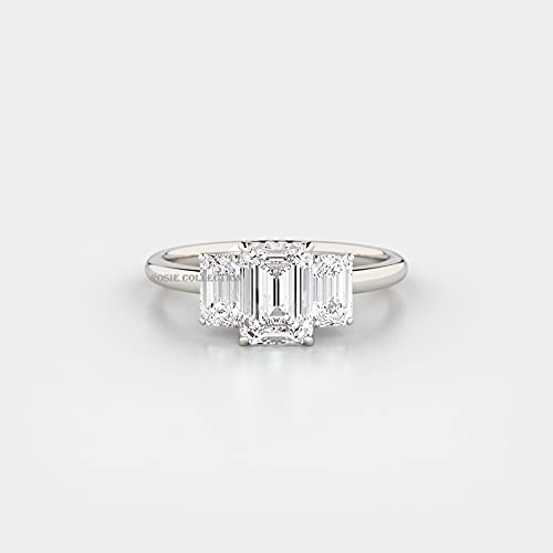 3 Stone Emerald Cut Cubic Zirconia 925 Sterling Silver Anniversary Engagement Ring2
