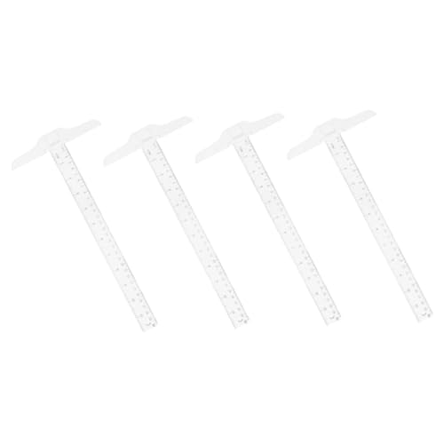 Tofficu 4個透明型尺 本 精密目盛り 耐摩耗製 建築用定規 アート測定用コン
