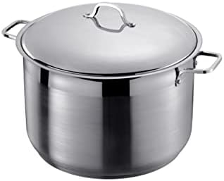 22.2Qt Commercial Grade Large Stock Pot Stainless Steel Stockpot Stew Pot with Lid,Heavy-Duty Encapsulated Bottom Stockpot with Stay Cool Handle, Induction Base Safe
