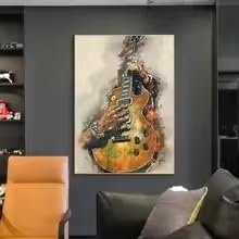weiyiwang Poster di musica rock funky con chitarra, cantante pop, quadro su tela, decorazione murale moderna per soggiorno (70x100 cm/cornice)