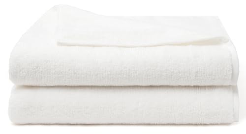 AIFY バスタオル 2枚セット 大判 速乾 ふわふわ 柔らか 綿 毛落ちしにくい 耐久性 厚手 軽量 抗菌 防臭 瞬間吸水 ホテル仕様 無地 髪に優しい 赤ちゃん エステ サロン 一人暮らし 新生活セット ギフト 60×120cm ホワイト
