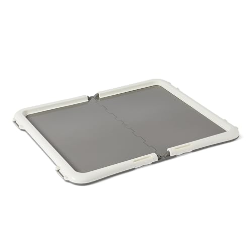 Amazon Basics, Supporto per Tappetini Igienici da Addestramento per Cani, con Chiusure di Sicurezza, Extra Spesso e Antiscivolo, in Plastica Riciclata, 71,1cm x 86,4cm, L, Colore Bianco e Antracite