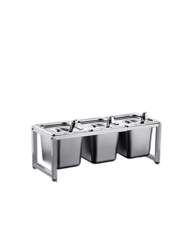 Dispensador de condimentos de acero inoxidable con soporte integrado para salsas, especias, almacenamiento duradero de cocina para restaurantes, bares, catering