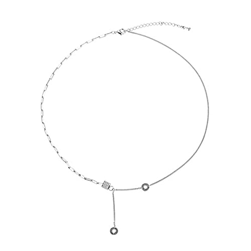 Collier perles zircon baril argent sterling pour femme, bijou de charme empilable à la mode