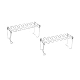 Milisten 2 Stück Edelstahlgrill Gegrillte Hähnchenflügel Rotisserie Röster Bräter Grillrost Grillen Grillwerkzeug Grillzubehör Outdoor Grillzubehör Silber