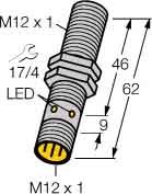 TURCK BIM-M12E-Y1X-H1141 (1074003), 1 LED, 12MM Size, 4 PIN, 8.2 VDC Nominal, EMBEDDABLE, EUROFAST M12 Male, Extended Barrel, INDUCTIVE, Magnet Operated, Namur Output (ATEX Approved), Partial Thread,