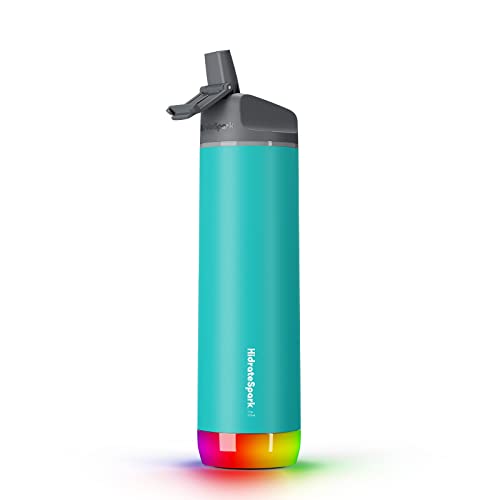 Hidrate Spark Pro Smart Water Bottle – Insulated Stainless Steel –Tracks Water Intake With Bluetooth, Led Glow Reminder When You Need To Drink – Straw Lid, 21 Oz, Sea Glass #TOP5