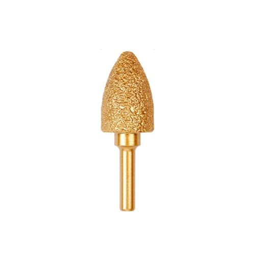 MiJunHD Diamond Brazed Grinding Head 20mm Round Type,6mm Round Handle Coarse Grit Polish Burr Drill Bit for Wood Stone Carving, Metal Sanding, Stainless Steel Deburring, Ceramics Trimming (1Piece)