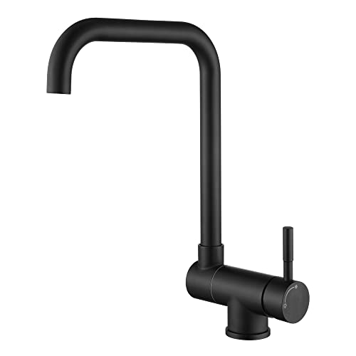 Sumerain Robinet de cuisine avant noir, robinet de cuisine rétractable, robinet de cuisine pliable, robinet de cuisine sous la fenêtre, eau froide chaude (acier inoxydable) Cover