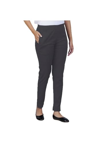 Image of Happy Bunny Cotton Blend Lycra Kurti Pants for Women, Soft 30% Stretch Full Length Trousers with Elastic Waist & Zip Pocket, Ideal for Office, Work, Casual, Home Wear Breathable Slim Fit