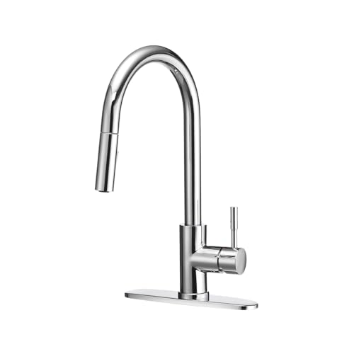 Image of Dura Faucet RV Streamline Single Handle Pull-Down Kitchen Sink Faucet - Optional Deck Plate (Chrome)