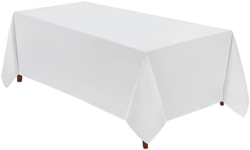 Vidafete 10 Pack 90*156inch Rectangle Tablecloth Polyester Table Cloth，Stain Resistant and Wrinkle Polyester Dining Table Cover for Kitchen Dinning Party Wedding Rectangular Tabletop Decoration(White)