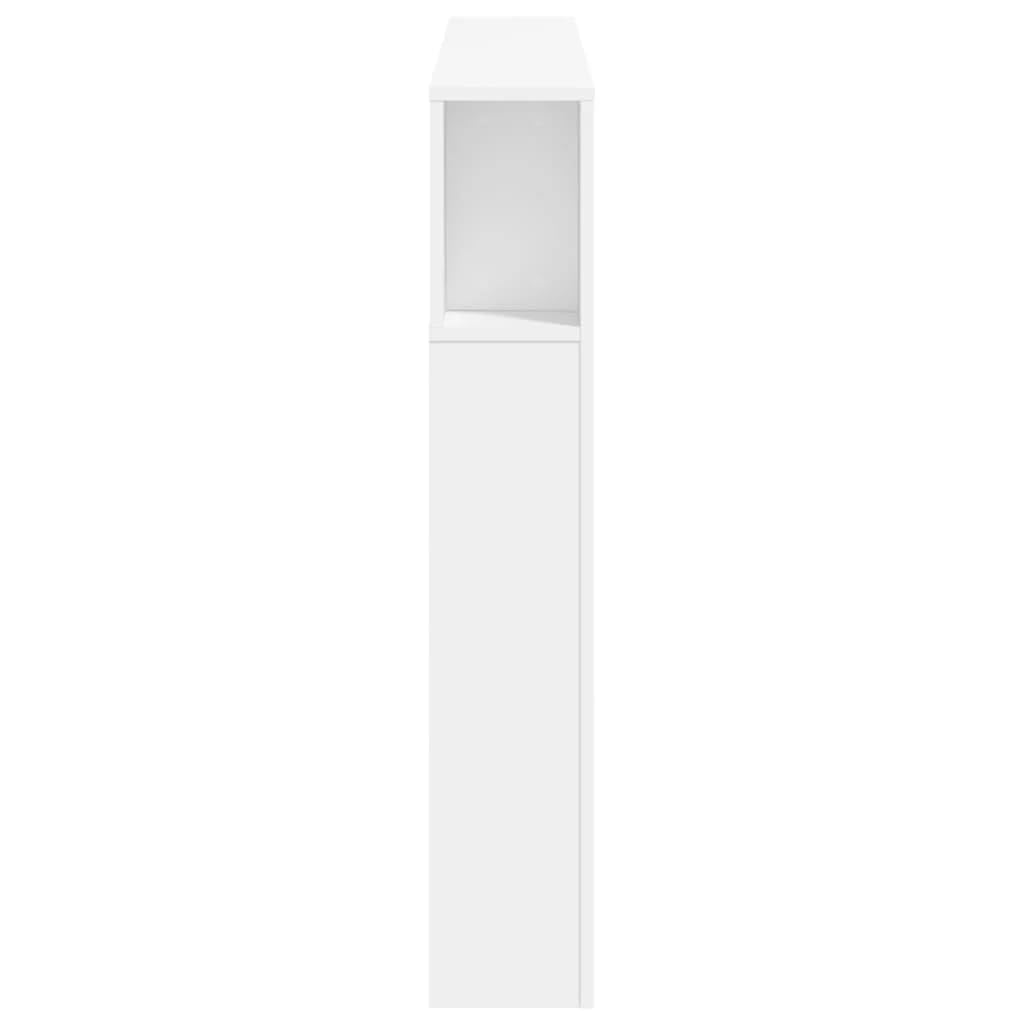 vidaXL Cabecero con LED, Cabecera con Almacenaje, Cabezal de Cama, Cabecero para Dormitorio, Madera de Ingeniería Blanco 140x18,5x103,5 cm