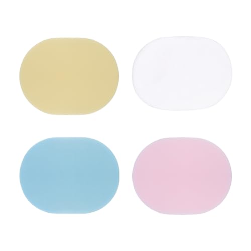 Lot de 4 éponges de nettoyage pour le visage, exfoliantes, douces, pour le nettoyage du visage (rose, bleu, jaune, blanc)