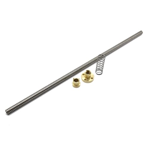 Metal Ball Screw nut Trapezoidal Lead Screw T8 Lead Screw Anti Backlash Spring Load Nut Thread 8mm Pitch 1mm Length 250mm-850mm(300mm)