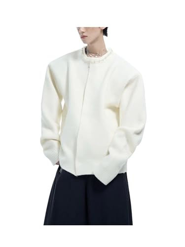 Men's Loose Simple Single Breasted Long Sleeve Solid Color Cardigan Sweater