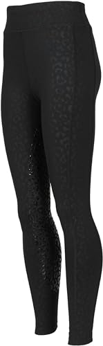 Shires Leopard Print Non-Stop Tights - Young Rider (as1, Alpha, 15_Years, 16_Years, Black)