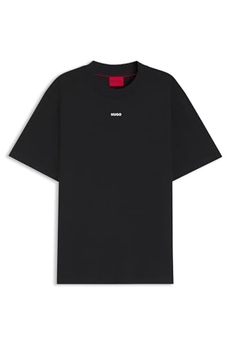 Image of HUGO Relaxed-fit T-Shirt Mit Zentralem Logo-Detail Black