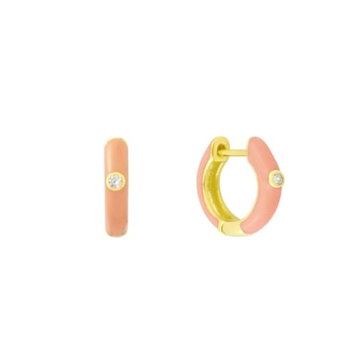 Cerceaux en argent 925 anti-allergie émail corail et zircon