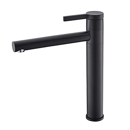 Robinet de salle de bain haut de gamme noir mat avec mitigeur monocommande rotatif