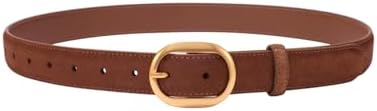 Womens Leather Suede Belt Brown Waist Belt for Casual Dress Jeans...