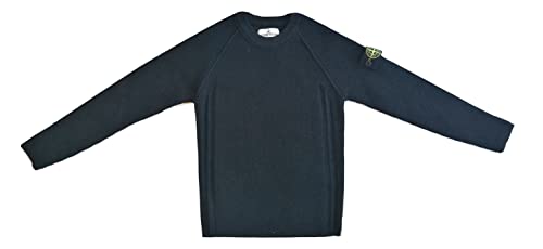 Stone Island 7316507A3.V0029 Jungen gerippter Pullover mit Rundhalsausschnitt aus Wolle schwarz (8 Jahre), Schwarz , 8 Jahre
