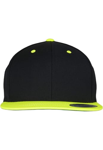 Flexfit Mütze Classic Snapback 2 tone   Gorro, unisex, Multicolor (Blk/Neonyellow), Talla única