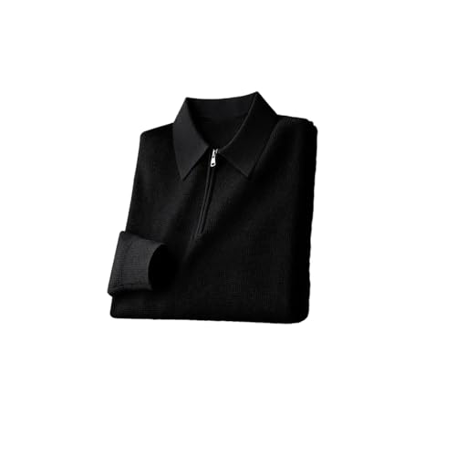 Men's Waffle Half-Zip Solid Lapel Collar Sweater Business Casual Simple Long Slevees Tops