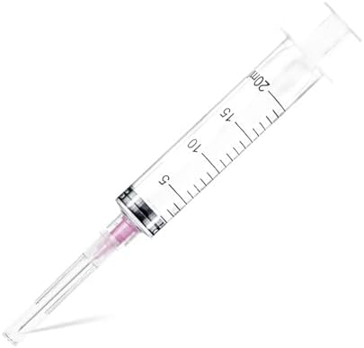 12 Pack 20ml Plastic Syringes with 18G, Individually Sealed packed