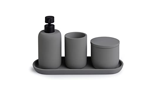 Lifa Living 4-teiliges Badaccessoires Set mit Tablett, Seifenspender,...