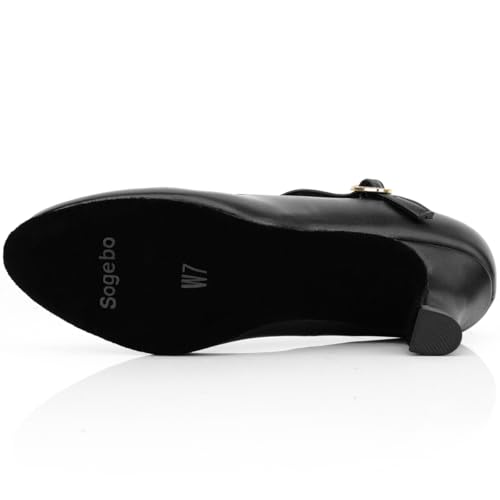 Women's Ankle Strap Heels Character Shoes Wedding Ballroom Latin Dance Pumps4