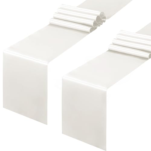 Horbaunal 2 Pack Ivory Satin Table Runner 12 x 108 Inch