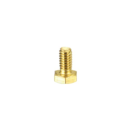 Image of uxcell Brass Hex Bolts, 1 /4-20x1 /2 1pcs Fully Thread Grade 4.8 Solid Brass Hexagon Head Bolt Machine Screws for Machinery