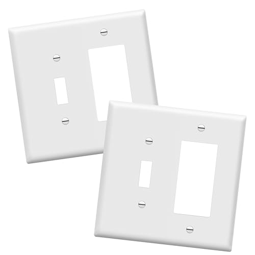 Enerlites 2-Gang Toggle and Decorator/GFCI Combination Wall Plate, White
