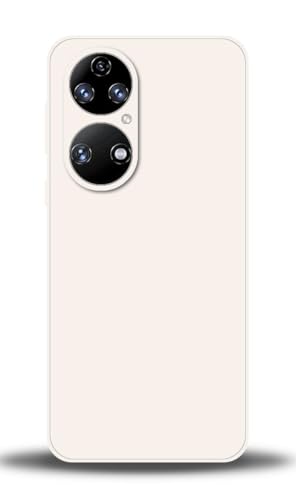 WUACYEAMING Compatible with Huawei P50 Pro Case,with Camera Lens Protector Ultra Slim Liquid Silicone Cover Anti-Scratch Shockproof Case-White