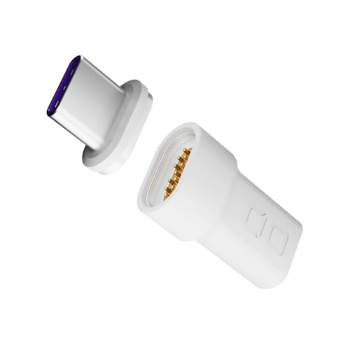 CIO マグネット変換アダプタ USB-C(メス) to USB-C(オス) ストレート タイプc ケーブル 磁石で脱着可能に 100W USB2.0 データ転送 480Mbps(映像出力非対応) (ホワイト)