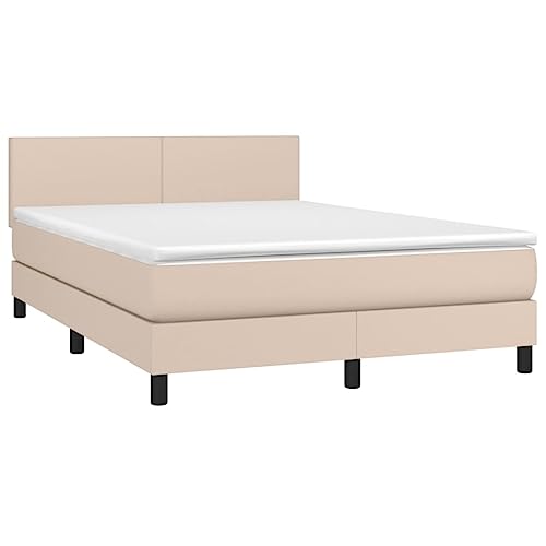 vidaXL Boxspringbett Matratze Doppelbett Kunstlederbett Polsterbett Bettgestell Bett Hotelbett Schlafzimmerbett Bettrahmen Lattenrost Cappuccino-Braun 140x200cm vidaXL Boxspringbett Matratze Doppelbett Kunstlederbett Polsterbett Bettgestell Bett Hotelbett Schlafzimmerbett Bettrahmen Lattenrost Cappuccino-Braun 140x200cm