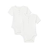 Amazon Essentials Body tunecino Unisex bebé, Pack de 2 , Blanco, 12 meses